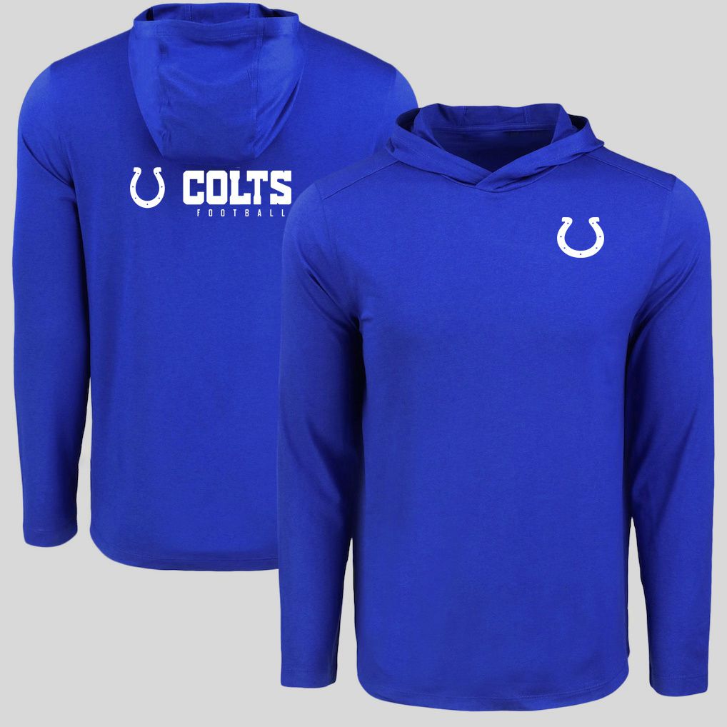 Men 2026 NFL Indianapolis Colts Hooded long sleeved T-shirt blue 05